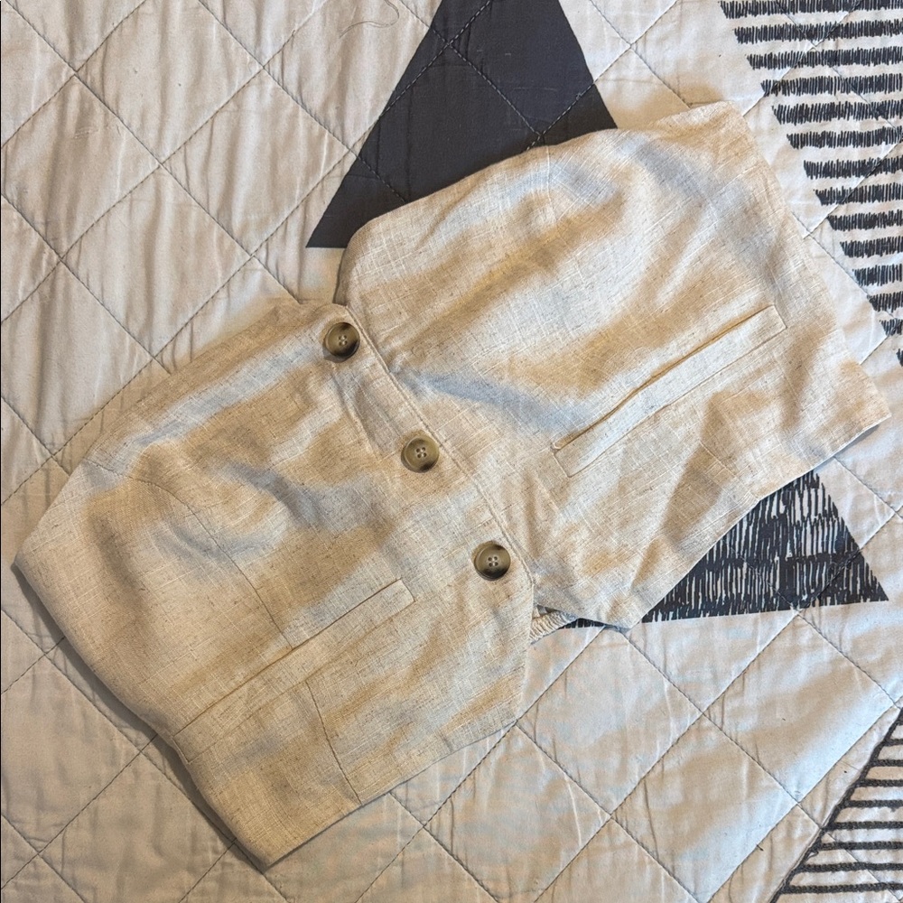 Beige Tuxedo Tube Top
